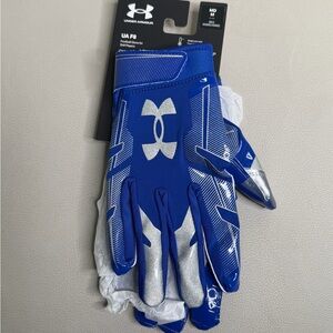 Under Armour Men's Football Gloves Royal/Metallic Silver Size Medium